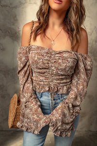 Floral Ruched Off-Shoulder Blouse